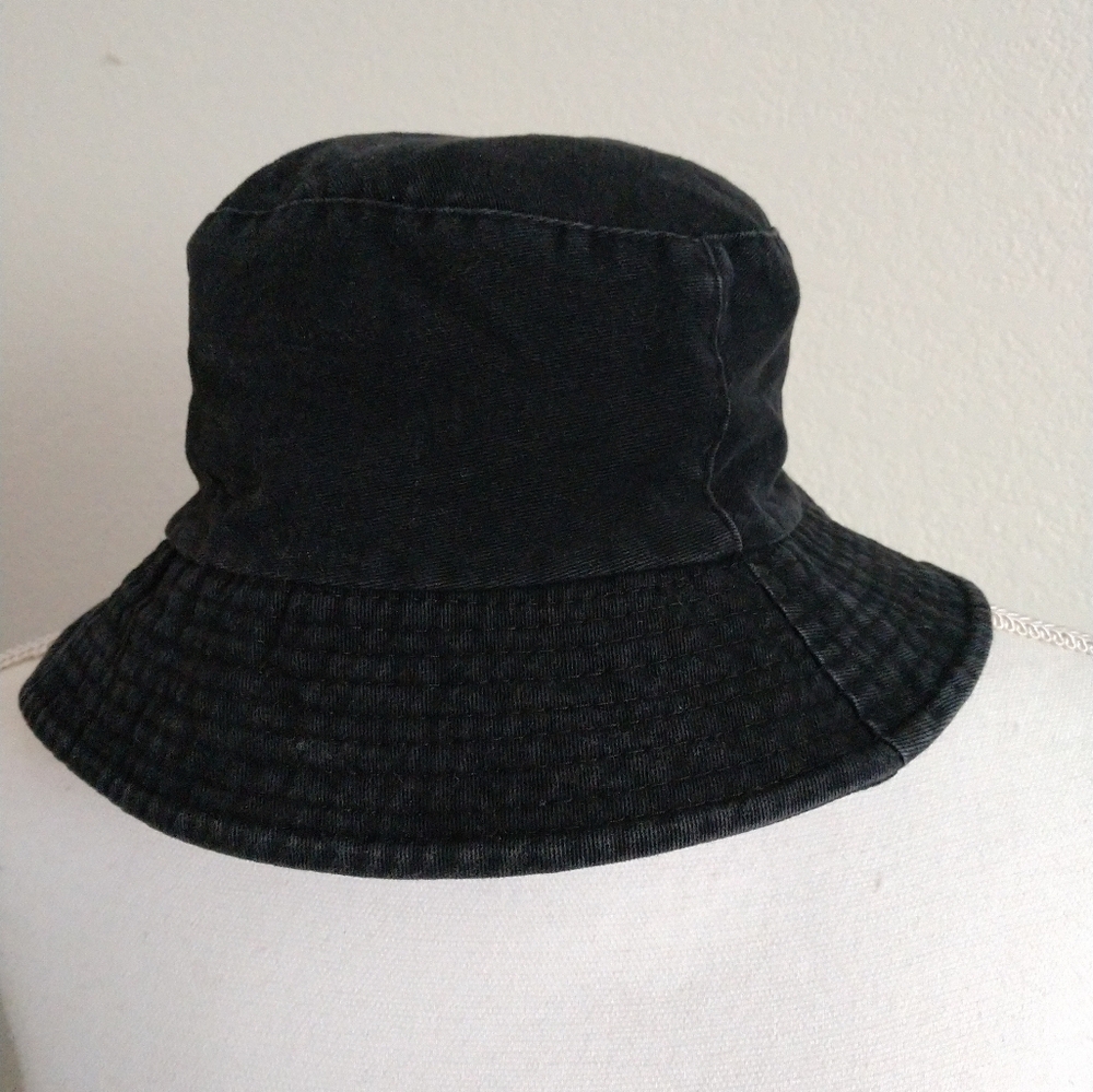 Black Denim Bucket Hat Sun Hat Unisex Men's Women's Small or Teenager